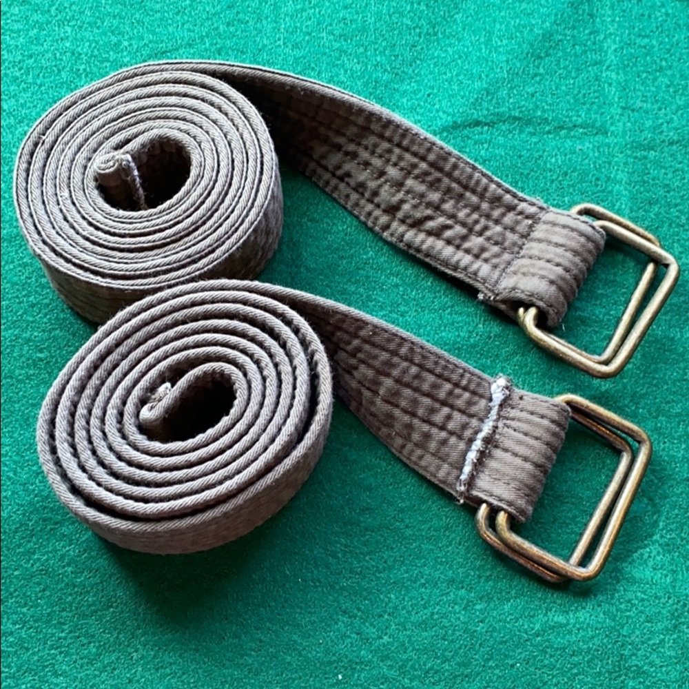 Two Men's Adjustable Fabric Belts Dark Grey